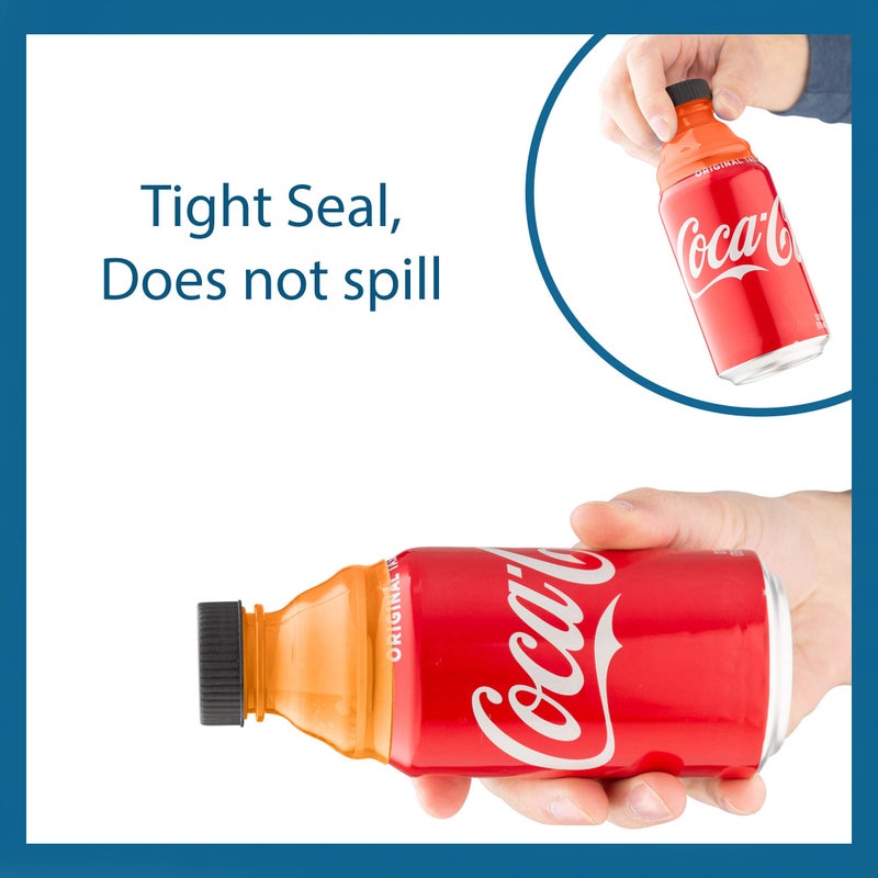 Smart House Inc Reusable Soda Can Lids - 6-Pack Spill-Proof, Snap-On Covers for Freshness and Protection, Orange Can Toppers Set of 6 - Image 2
